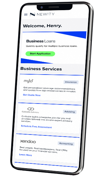 NEWITY portal dashboard on mobile device