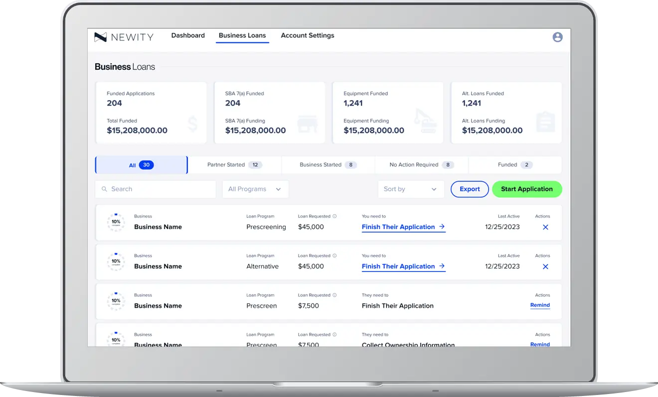 Computer showing NEWITY's partner portal